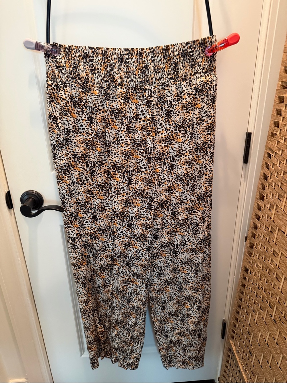 Serra Leopard Print Beach Pants in Black & Cream xl